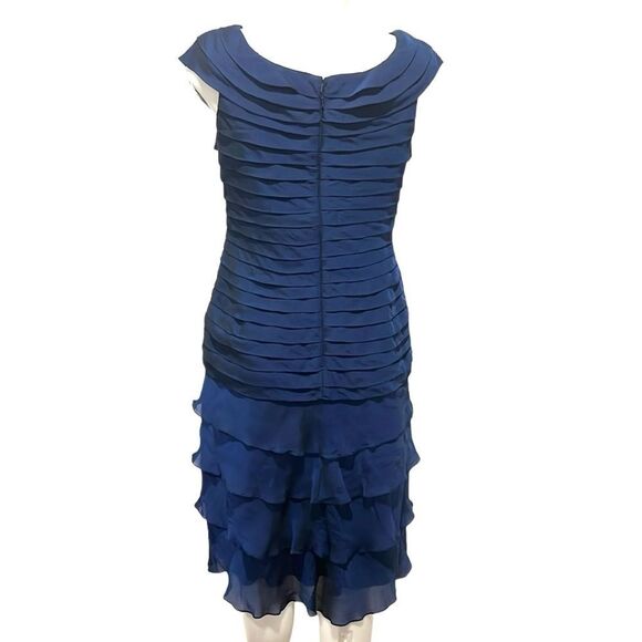Tadashi collection blue tiered ruffle silk formal dress size 12 - Picture 2 of 9